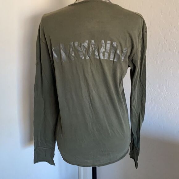Zadig & Voltaire Green Distressed Casual Pullover Nirvana Long Sleeve Shirt - Picture 3 of 11